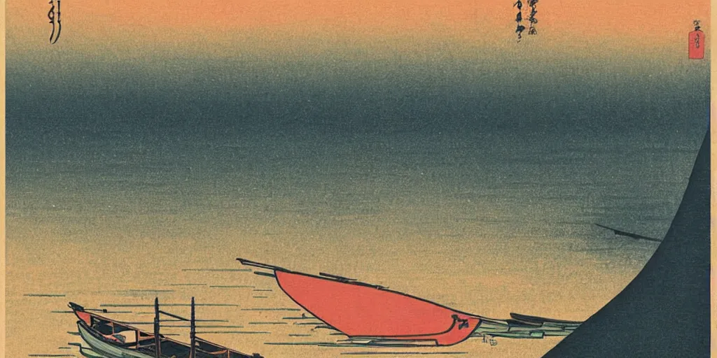 Prompt: 🖼 🌅 ⛵. shin - hanga.