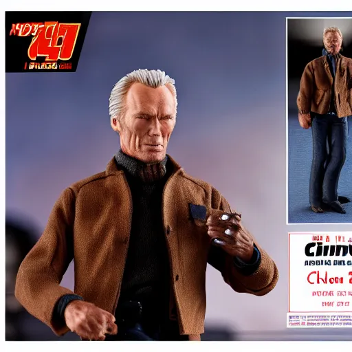 Image similar to clint eastwood action figure by hot toys. photo taken with nikon 8 5 mm f / 3. 5.