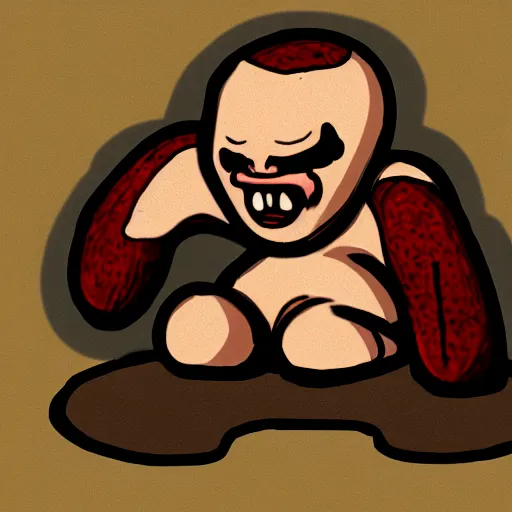 Prompt: isaac from the binding of isaac game,