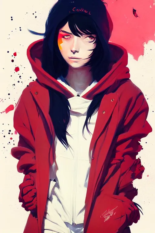 Image similar to a ultradetailed painting of a stylish girl in a oversized hoodie by conrad roset, greg rutkowski and makoto shinkai trending on artstation