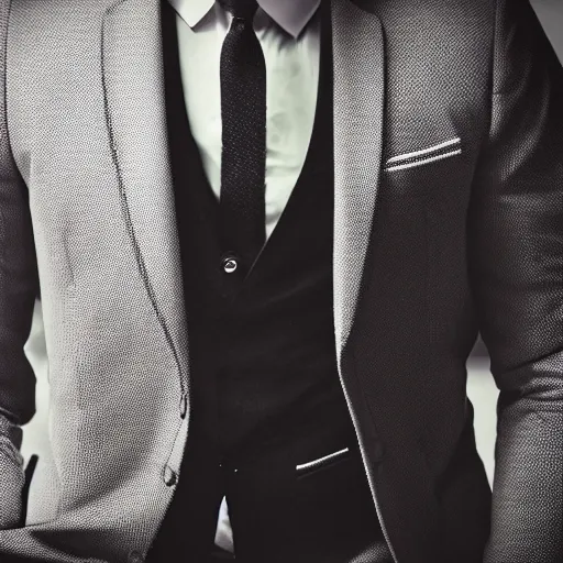 Image similar to highly detailed photo of a handsome, muscular man in a suit