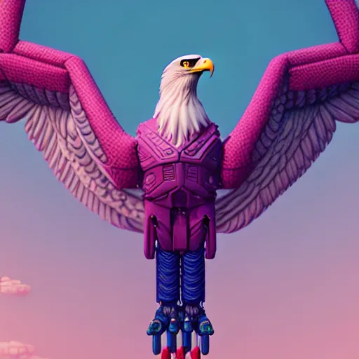 Prompt: full shot eagle android:: by Martine Johanna and Simon Stålenhag and Chie Yoshii :: dynamic, particulate, pastel colors, intricate, elegant, highly detailed, centered, artstation, smooth, sharp focus, octane render, 3d