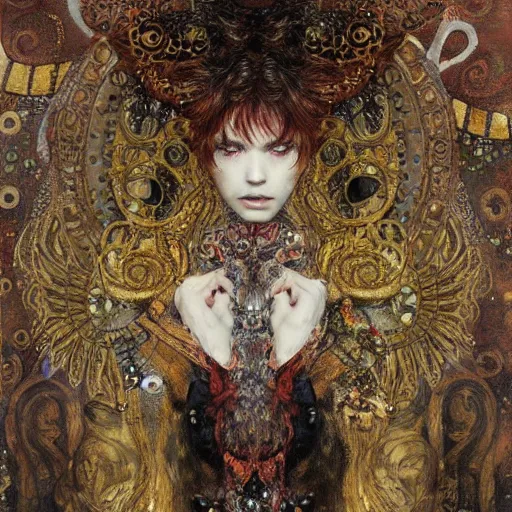 Prompt: demon, intricate detail, klimt, royo, whealan,