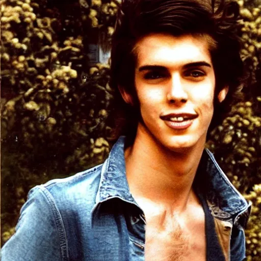 Prompt: a very handsome rebellious hot young guy, 1 9 7 8 photo