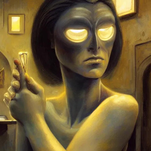 Image similar to detailed face of a woman with obsidian eyes in a biomorphic courtyard with dna sculptures at a science expo, atmospheric, ambient, pj crook, syd mead, livia prima, artgerm, greg rutkowski, nick alm, casey baugh