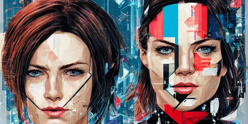 Image similar to a portrait of a single female android, by MARVEL comics and Sandra Chevrier