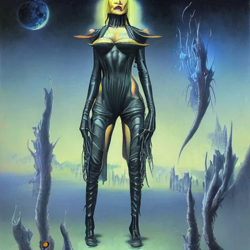 Image similar to sci - fi witch, by gerald brom