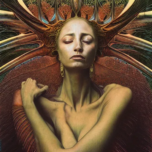 Image similar to queen of neptune by zdzisław beksinski, iris van herpen, raymond swanland and alphonse mucha. highly detailed, hyper - real, beautiful