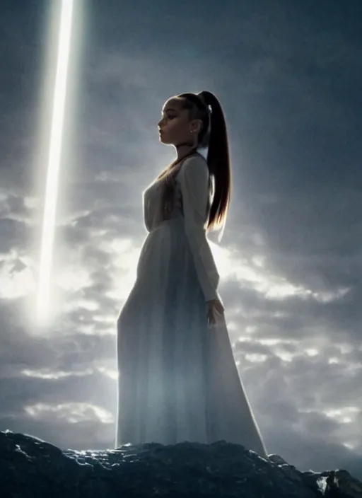 Prompt: a beautiful still of Ariana Grande in a stars wars film, dramatic, cinematic lighting-n 6