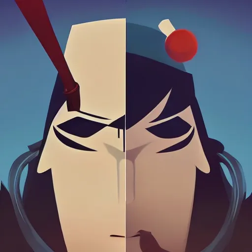 Image similar to face icon stylized minimalist samurai jack, loftis, cory behance hd by jesper ejsing, by rhads, makoto shinkai and lois van baarle, ilya kuvshinov, rossdraws global illumination