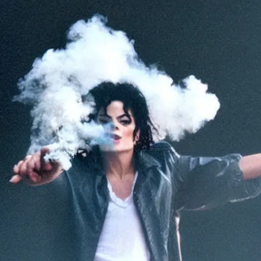 Image similar to michael jackson blowing fat vape clouds