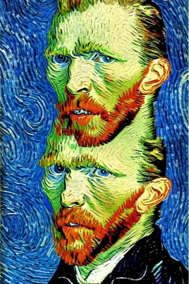 Image similar to winking self - portrait of van gogh, wink, wink and smile, one eye closed