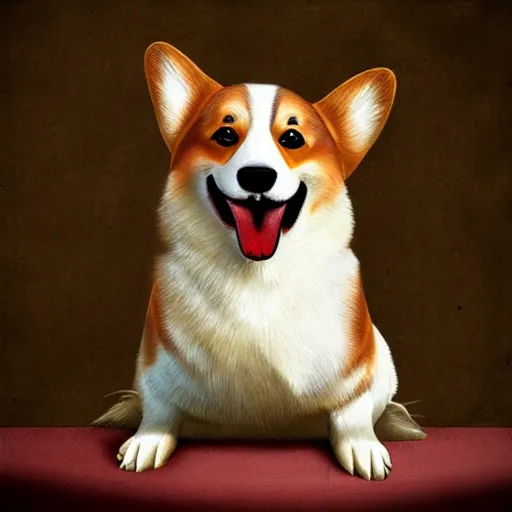 Image similar to a corgi vampire in the style of jean baptiste monge