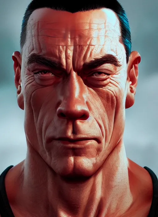 Image similar to A fantasy comic book style portrait painting of van damme as a monk, unreal 5, DAZ, hyperrealistic, octane render, RPG portrait, dynamic lighting