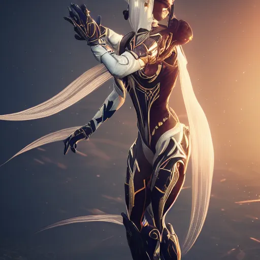 Prompt: highly detailed exquisite stunning fanart, of a beautiful female warframe, elegant pose, epic cinematic shot, DeviantArt, high quality artstation, HD octane render