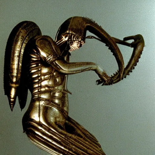 Image similar to ancient egyptian art of xenomorph giger alien from movie alien