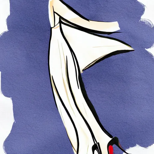 Image similar to a fashion illustration of a beautiful woman dancing