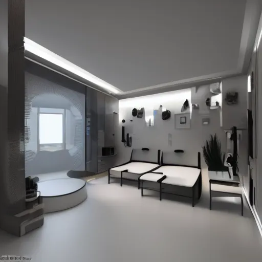 Image similar to futuristic interior design architecture light, archviz