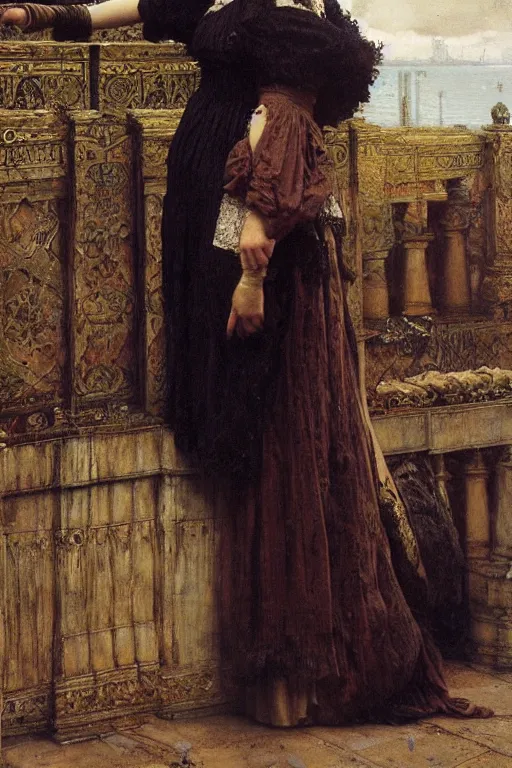 Image similar to matte painting of sophie turner painted by lawrence alma tadema