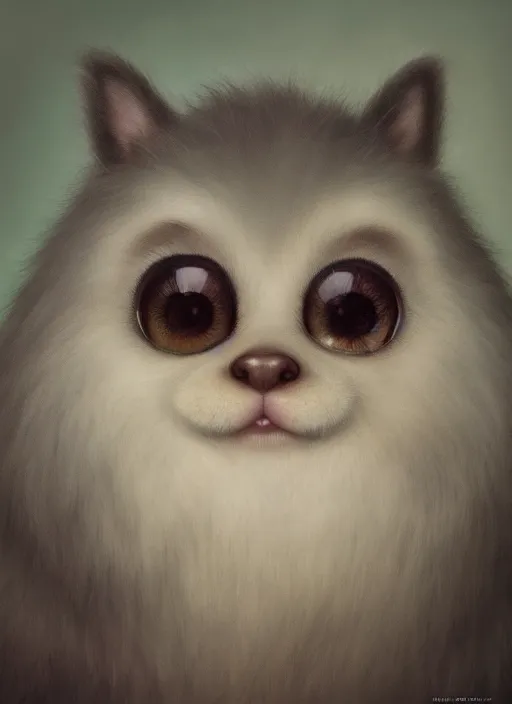 Image similar to highly detailed closeup portrait of cute fluffy animals, unreal engine, nicoletta ceccoli, mark ryden, earl norem, lostfish, global illumination, god rays, detailed and intricate environment