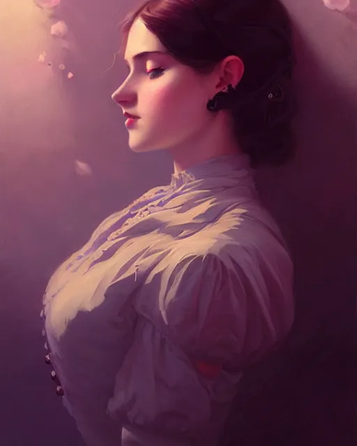 Prompt: fantasy stylized portrait by aykutmakut of an artistic pose, composition, young victorian sleeping fancy lady, cinematic moody colors, realistic shaded, fine details, realistic shaded lighting poster by ilya kuvshinov, magali villeneuve, artgerm, jeremy lipkin and michael garmash and rob rey