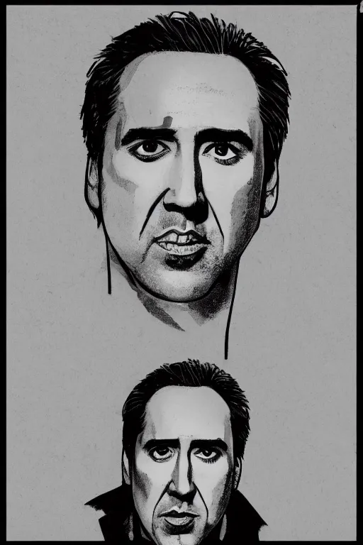 Prompt: Portrait of Nicholas Cage by Todd Mcfarlane