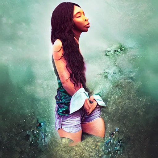 Prompt: sza, creative photo manipulation, creative photoshop, digital art