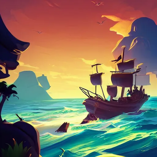 Image similar to painting treasure on sea of thieves game smooth median photoshop filter cutout vector, behance hd by jesper ejsing, by rhads, makoto shinkai and lois van baarle, ilya kuvshinov, rossdraws global illumination