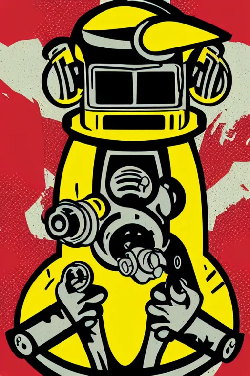 Image similar to fallout 7 6 retro futurist illustration art by butcher billy, sticker, colorful, illustration, highly detailed, simple, smooth and clean vector curves, no jagged lines, vector art, smooth andy warhol style