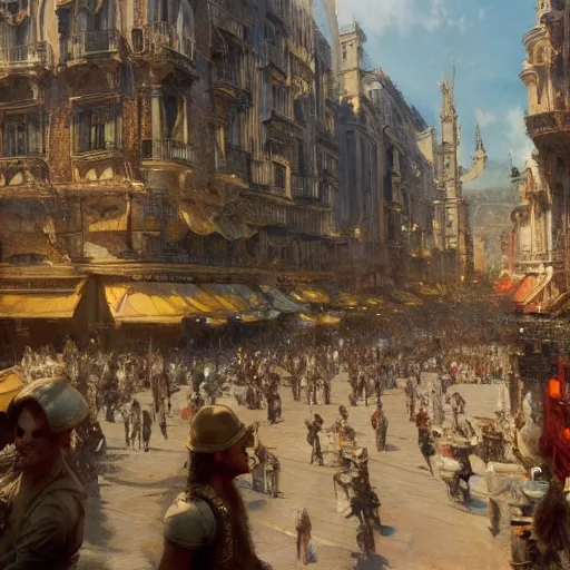 Image similar to detailed cinematic wide shot of milano, ultra realistic, spring light, painting by gaston bussiere, craig mullins, j. c. leyendecker