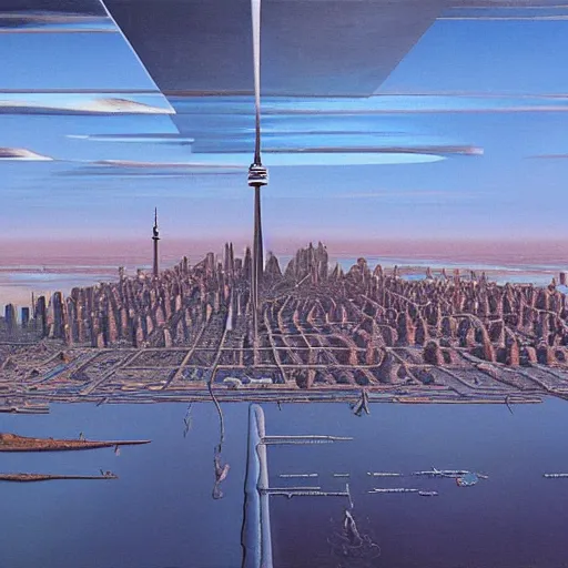 Prompt: The city of Toronto, by Salvador Dali and Zdzisław Beksiński, hyper detail, 4k