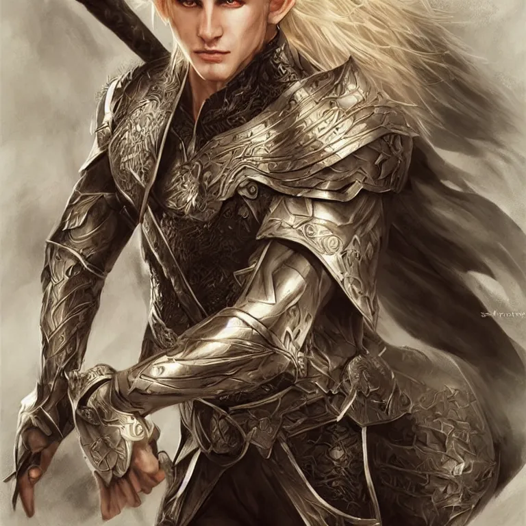 Image similar to young elvish blonde male warrior, realistic, full body, fantasy, elvish, sharp focus, 8 k high definition, insanely detailed, intricate, elegant, art by stanley lau and artgerm