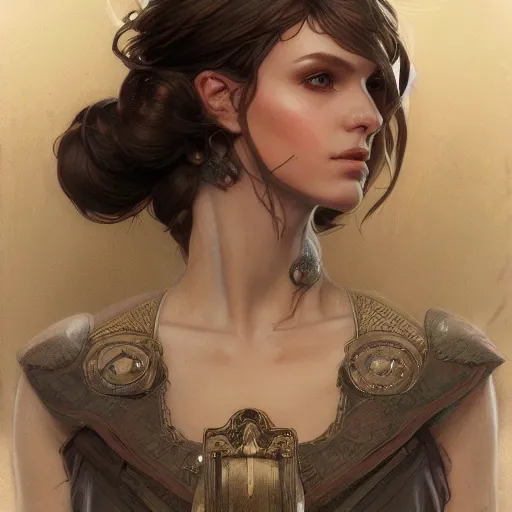 Image similar to character portrait by Magali Villeneuve and Steve Argyle,Livia Prima,Mucha,dress,fantasy art,beautiful,artstation,trending on artstation,intricate details,masterpiece