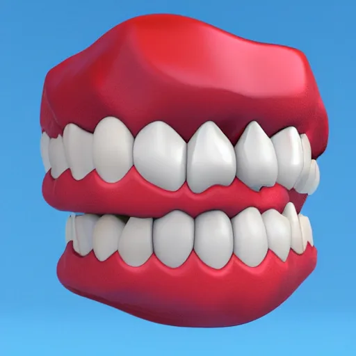 Image similar to poorly rendered 3 d set of teeth