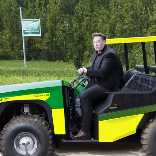 Prompt: elon musk driving a john deere