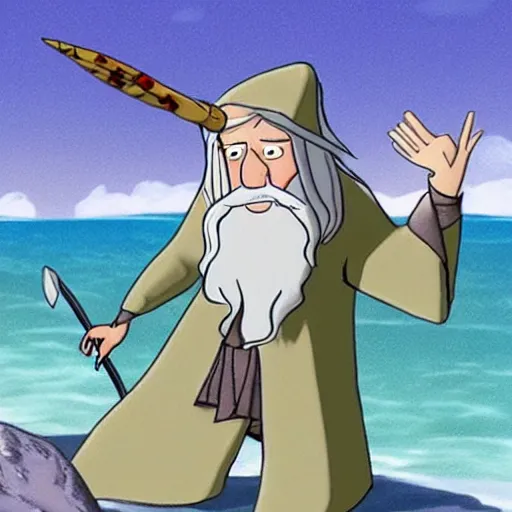 Prompt: Gandalf on Bikini Bottom
