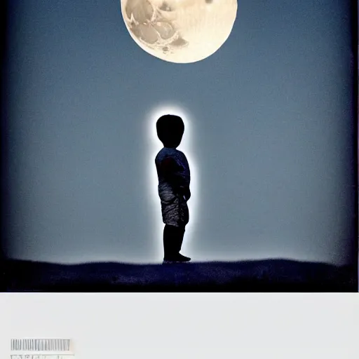 Prompt: the boy looked up at the moon