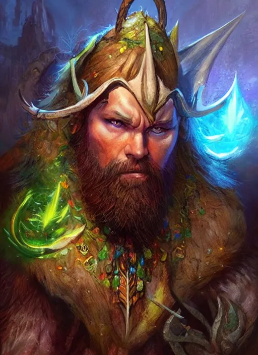 Image similar to druid, dndbeyond, bright, colourful, realistic, dnd character portrait, full body, pathfinder, pinterest, art by ralph horsley, dnd, rpg, lotr game design fanart by concept art, behance hd, artstation, deviantart, hdr render in unreal engine 5