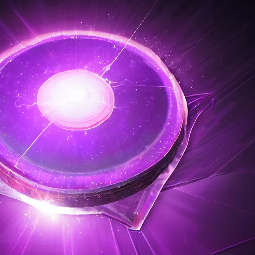 Prompt: a purple shield emanating a purple glow, purple energy, ability image, dark background, digital art