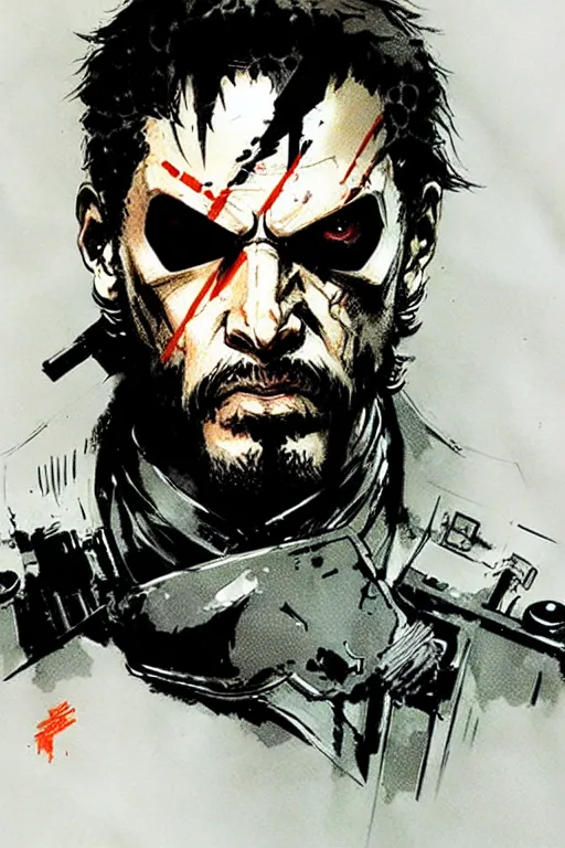 Prompt: billy butcher in metal gear concept art, rough sketch, by yoji shinkawa