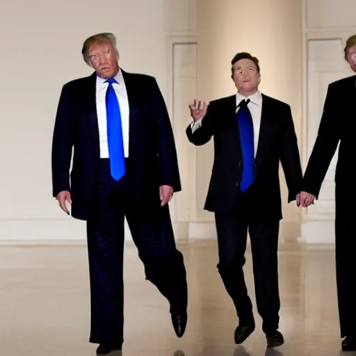 Prompt: Elon musk, Donald trump, holding hands