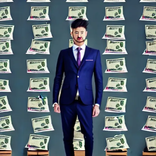 Image similar to man in a suit prints a huge amount of money