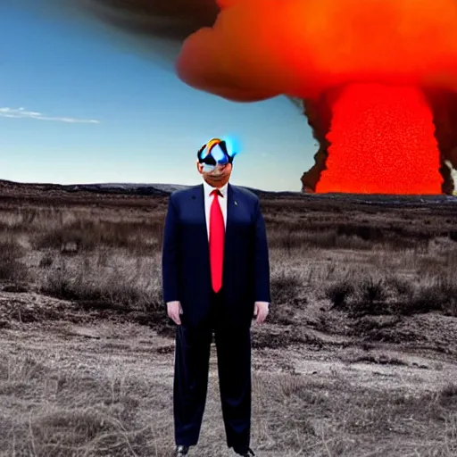 Prompt: trump with nuclear explosion in the background