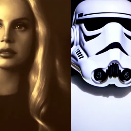 Image similar to lana del rey as a storm trooper in'star wars ', no helmet, cinematic scene, cinematic lighting, 3 5 mm