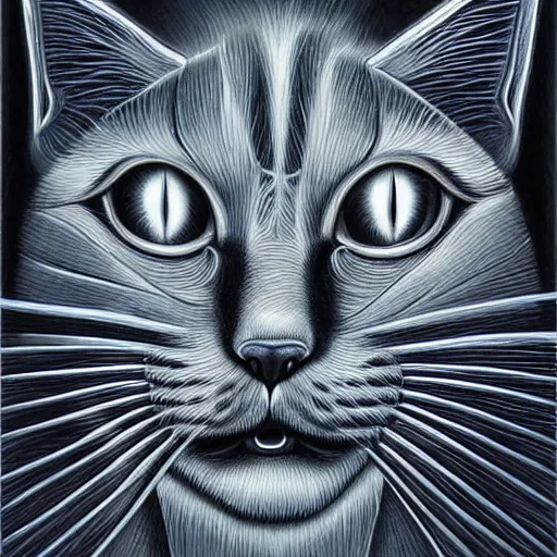 Image similar to Alex Grey Cat, Artstation