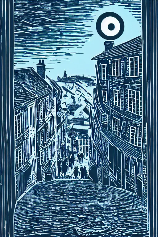 Image similar to a beautiful linocut print of montmartre, 8 k, frostbite 3 engine, cryengine, dof, trending on artstation, digital art, crepuscular ray, art by fossi _ images and tugboat printshop