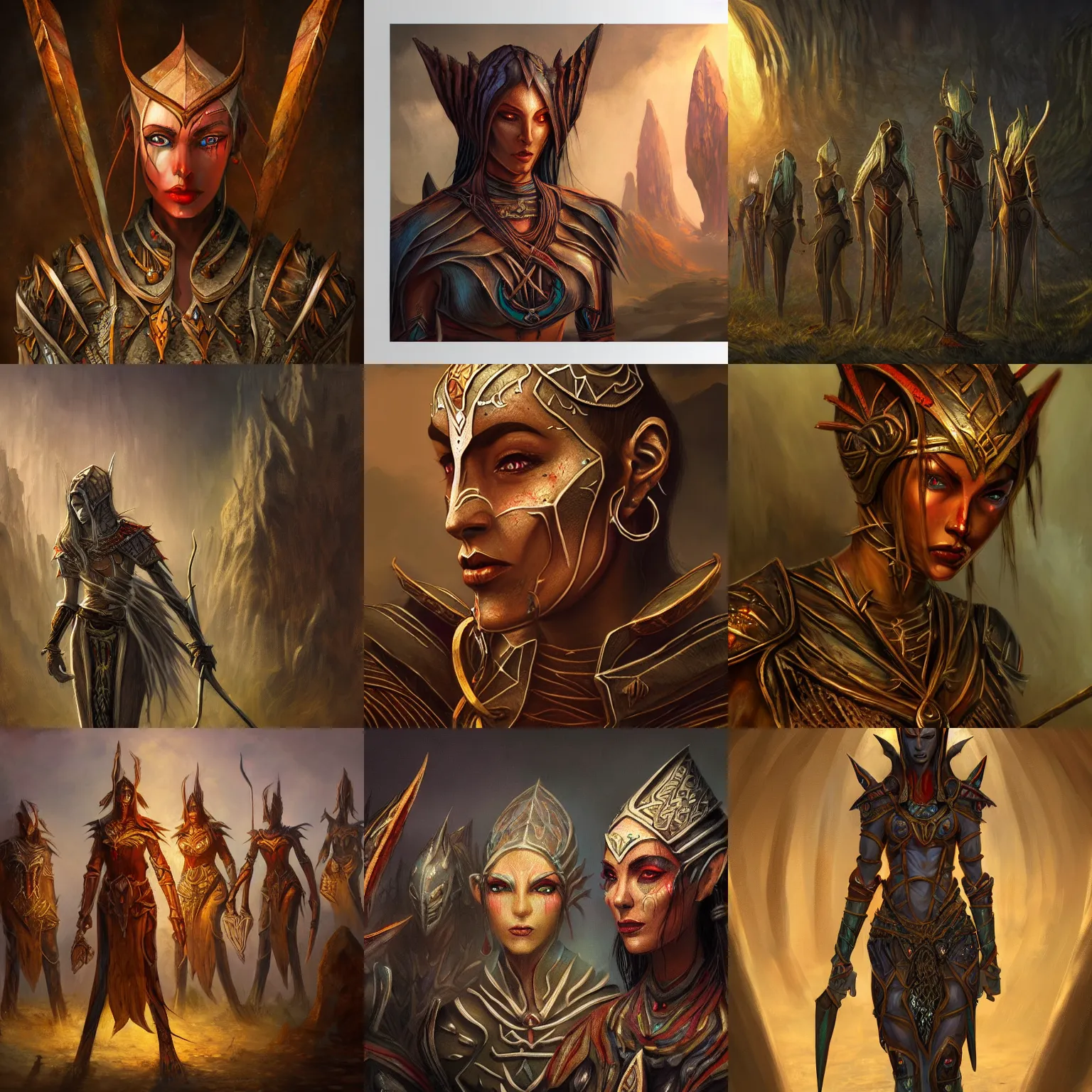 Prompt: morrowind dunmer concept art, masterful intricate artwork. Oil on canvas, excellent lighting, high detail 8k