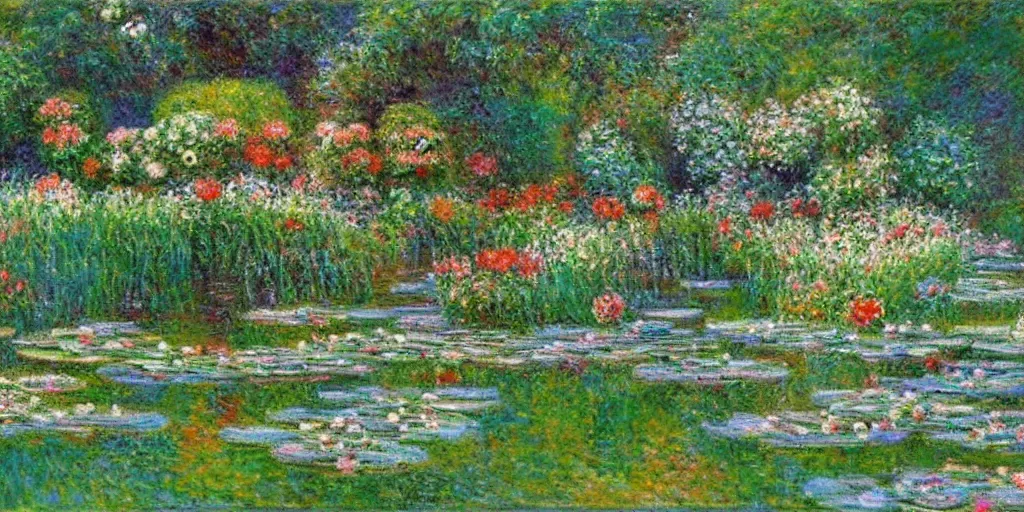 Prompt: serene fairy garden in the style of claude monet, beautiful intricate masterpiece, hyper detailed, hd