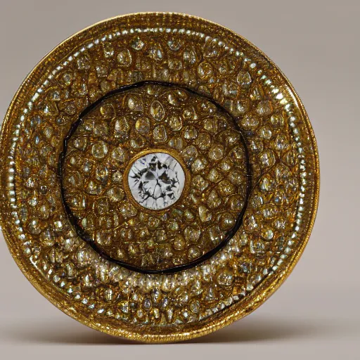 Image similar to a plate with diamonds and gold, photo studio