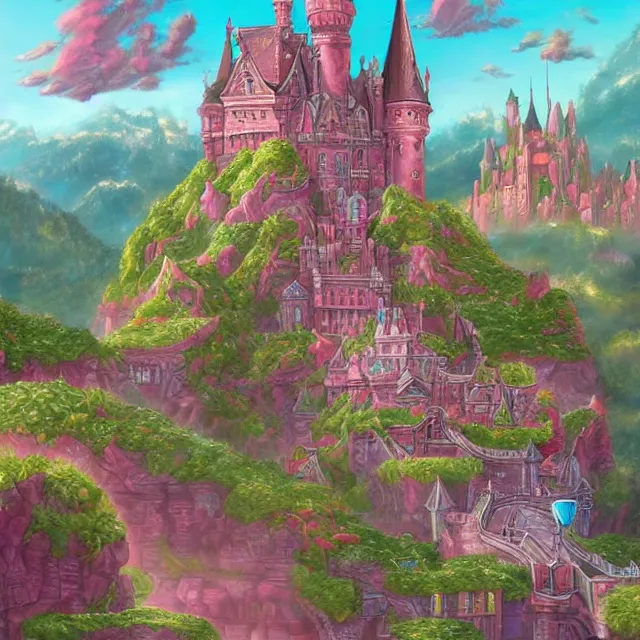 Image similar to infinitely detailed scenery art expanding fantasy dream art candy world with a castle made out of candy detailed scenery artwork, candy scenery artwork scenery artstation!! scenery pixiv!!